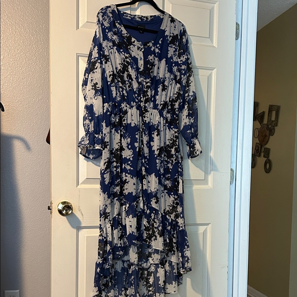 Floral Blue and White Women's Dress